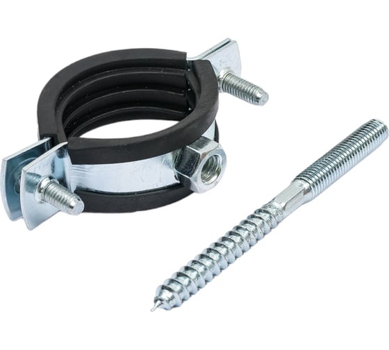 Стальной хомут Rvc (38-43) 1 1/4", с резиновым уплотнителем и крепежом М8x100 в комплекте дюбель 09100