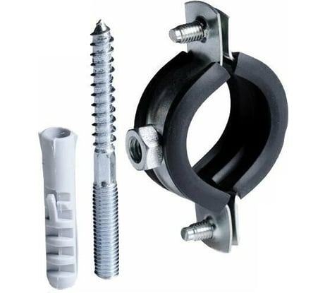 Стальной хомут Rvc (87-92) 3", с резиновым уплотнителем и крепежом М8x100 в комплекте дюбель 09104