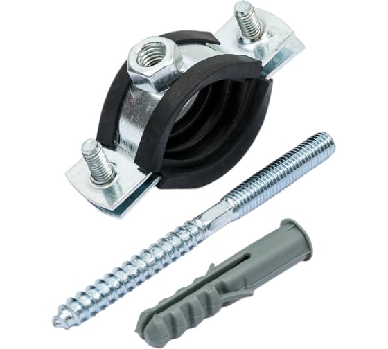 Стальной хомут Rvc (26-30) 3/4", с резиновым уплотнителем и крепежом М8x100 в комплекте дюбель 09098