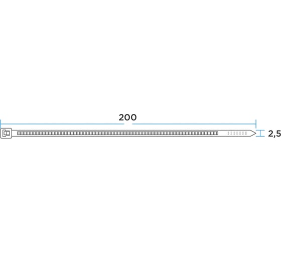 Нейлоновая кабельная стяжка REXANT 200x2,5мм, белая 100 шт/уп 07-0200-4