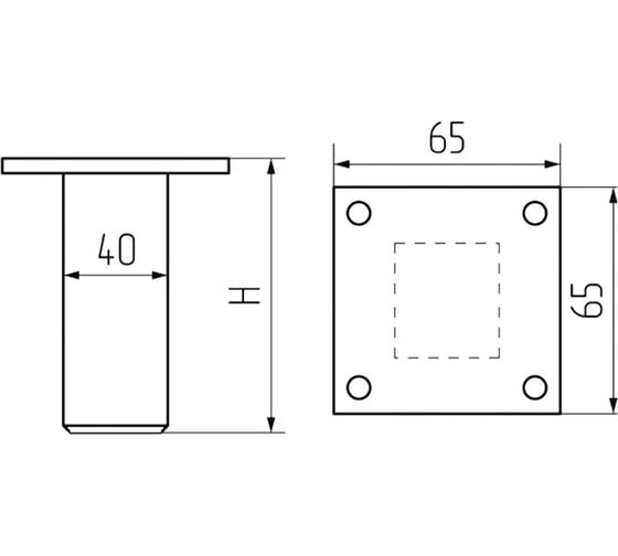 Опора Mebax 40мм, 100мм (квадрат) алюминий 1 шт 00-00002629