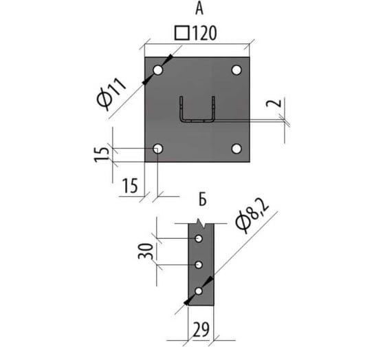 Универсальная потолочная стойка Система КМ 37x29x2,0 L250 мм INOX304 UPTM250 INOX304