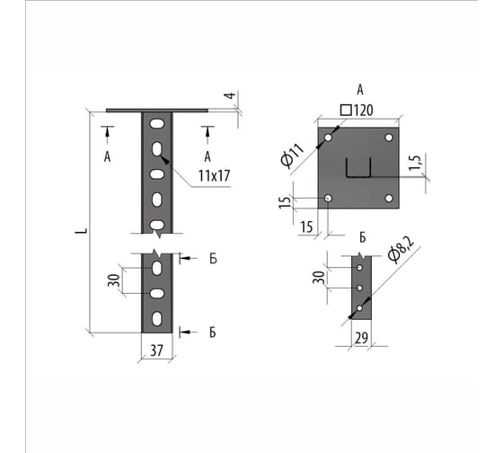 Универсальная потолочная стойка Система КМ 1500 мм INOX304 UPT1500 INOX304