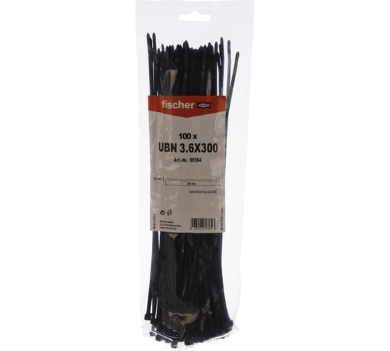 Кабельная стяжка Fischer UBN 3.6X300 устойчивая к УФ 100 шт. 69364