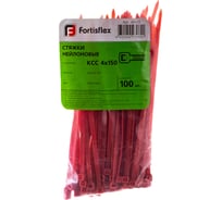 Нейлоновые стяжки FORTISFLEX КСС 4х150 красный 100 штук 49423