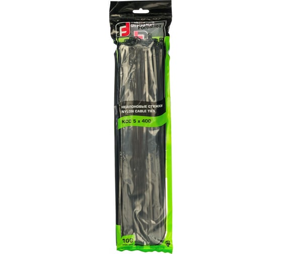 Нейлоновые стяжки FORTISFLEX КСС 5х400 черный 100 штук 49790