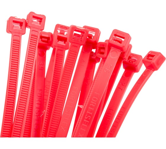 Нейлоновые стяжки FORTISFLEX КСС 5х300 красный 100 штук 61330