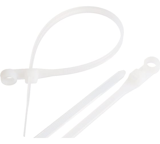 Нейлоновые стяжки с отверстием под винт FORTISFLEX КСО 7.6х380 белый 100 штук 61329