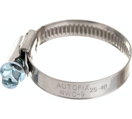 Червячные хомуты AutoFix 25-40/9мм W2 улучшенный замок, 50 шт. NWC-9 25-40