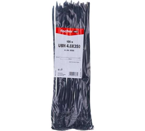 Кабельная стяжка Fischer UBN 4.8X350 устойчивая к УФ 100 штук 69368