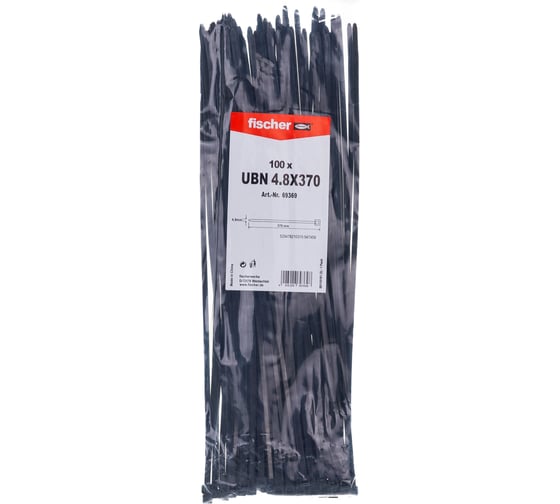 Кабельная стяжка Fischer UBN 4.8X370 устойчивая к УФ 100 штук 69369
