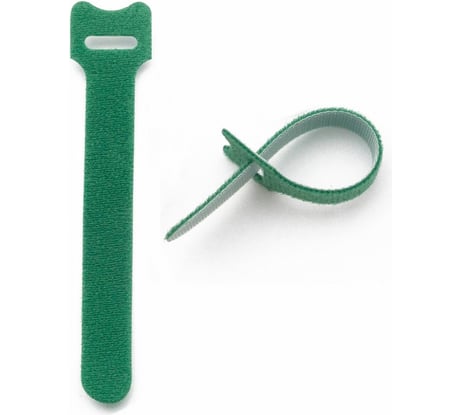 Хомут для кабеля Hyperline WASN-180-GN-10 липучка, 180x15 мм, зеленый, 10 штук 399653