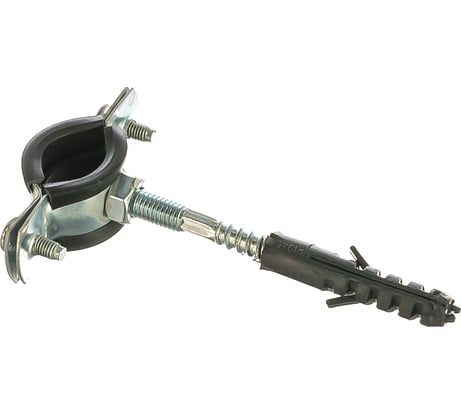 Сантехнический хомут СИБРТЕХ д/труб 20-24 1/2", резин, упл шпилька+дюбель 1 шт 48164