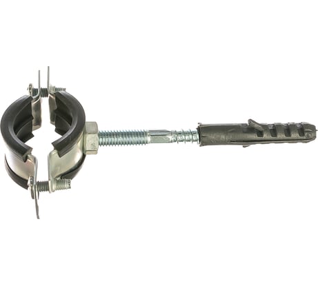 Сантехнический хомут СИБРТЕХ д/труб 25-28 3/4", резин, упл шпилька+дюбель 1 шт 48165