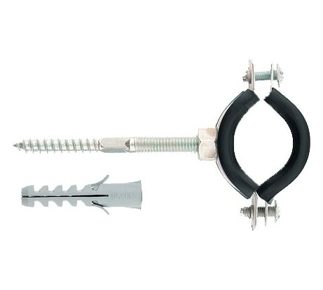 Сантехнический хомут СИБРТЕХ д/труб 59-66 2", резин, упл шпилька+дюбель 1 шт 48169