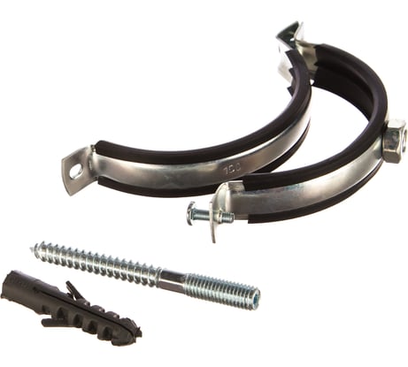 Сантехнический хомут СИБРТЕХ д/труб 99-108 3" 1/2", резин, упл шпилька+дюбель 48172