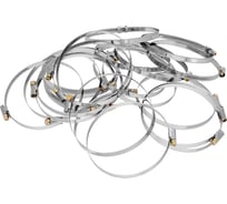 Хомуты СИБРТЕХ, нержавеющая сталь, стандартное болтовое крепление, 110-130мм, 25шт, ширина 9мм 47590