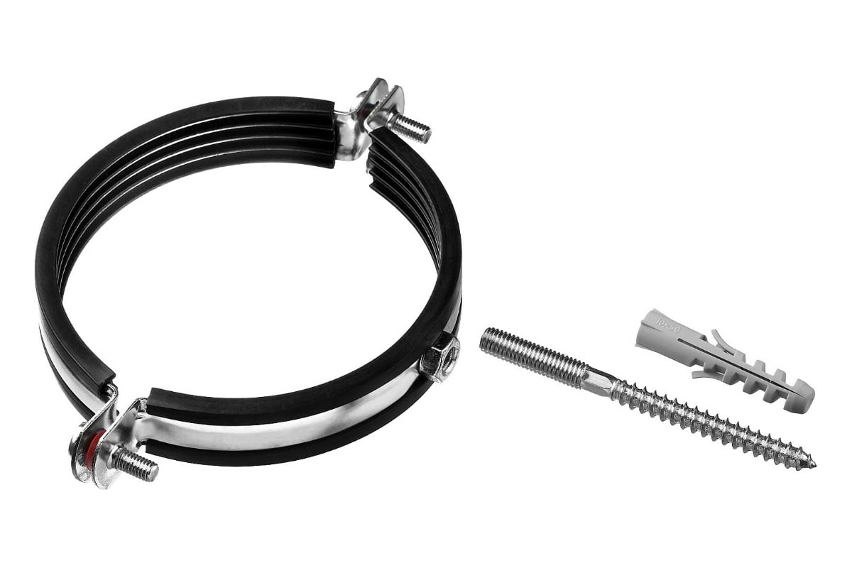 Трубный хомут с гайкой ЗУБР оцинкованный, в комплекте с сантехнической ...