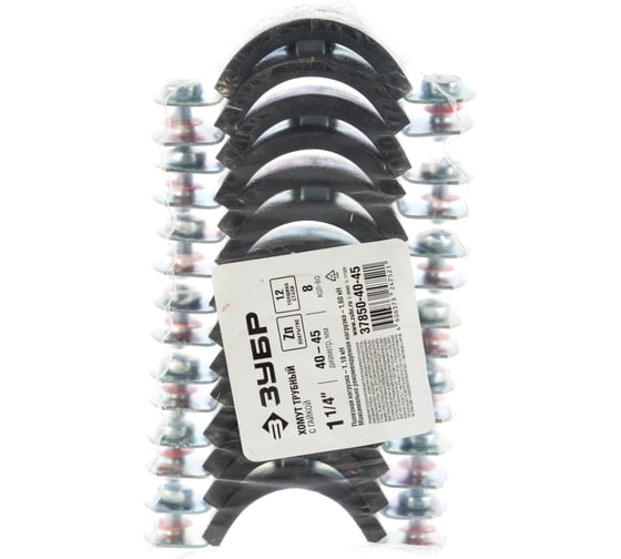 Трубный хомут с гайкой ЗУБР 1 1/4", 8 штук, оцинкованный 37850-40-45