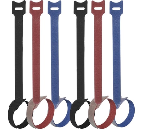 Хомут-липучка (стяжка) Pro Legend 210 мм х 16 мм, 6 шт. / 3 цвета / черный, синий, красный PL9668