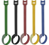 Хомут-липучка (стяжка) Pro Legend 210 мм х 16 мм, 5 шт. / 5 цветов / черный, синий, красный, желтый, зеленый PL9667