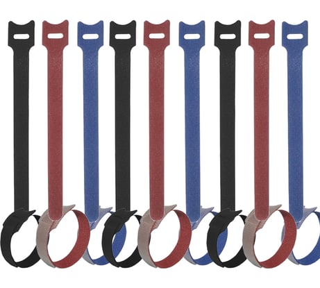 Хомут-липучка (стяжка) Pro Legend 210 мм х 16 мм, 9 шт. / 3 цвета / черный, синий, красный PL9669