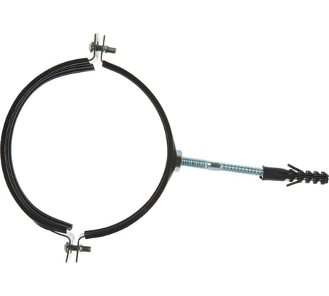 Сантехнический хомут для труб СИБРТЕХ 135-143, резиновый уплотнитель, шпилька+дюбель, 1 шт. 48174