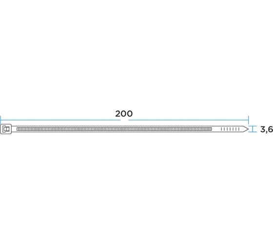 Нейлоновая кабельная стяжка REXANT 200x3,6мм, белая 25 шт/уп 07-0200-25