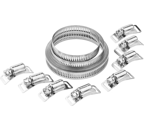 Набор Зубр ЭКСПЕРТ хомут универсальный, нержавеющий, 3мх12,7мм, 8 замков 37815-H8