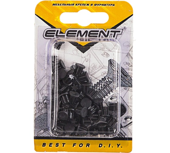 Декоративные заглушки ELEMENT 5мм черный 50 шт 131880