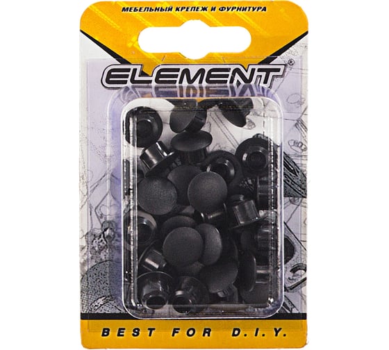 Декоративные заглушки ELEMENT 8мм черный 35 шт 020340