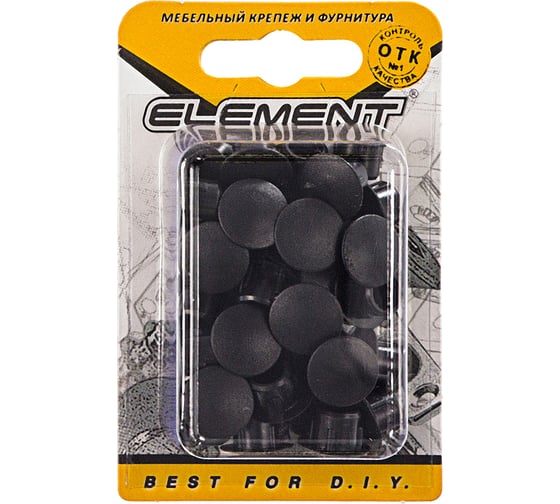 Декоративные заглушки ELEMENT 10мм черный 35 шт 020180