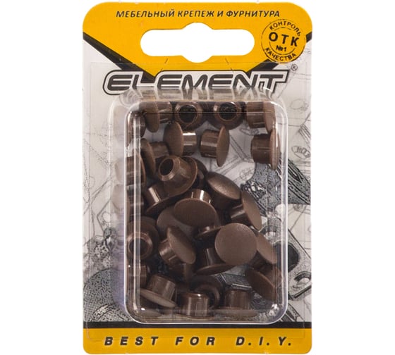 Декоративные заглушки ELEMENT 8мм темно-коричневый 35 шт 020390