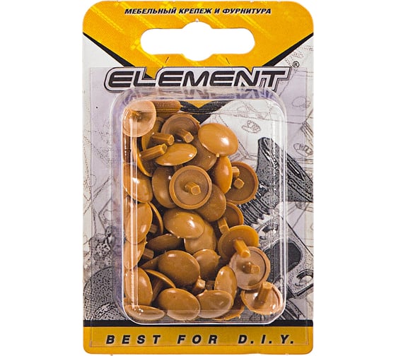 Заглушки на мебельную стяжку ELEMENT 5мм бук 50 шт 019760