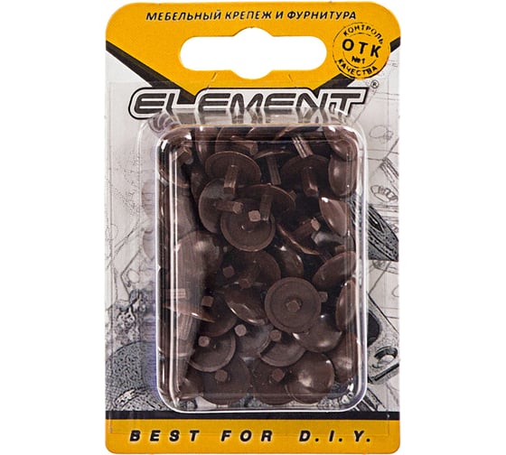 Заглушки на мебельную стяжку ELEMENT 5мм дуб 50 шт 019530