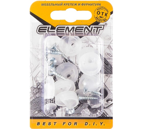 Пластмассовый зеркалодержатель ELEMENT с шурупом прозрачный 8 шт 293220