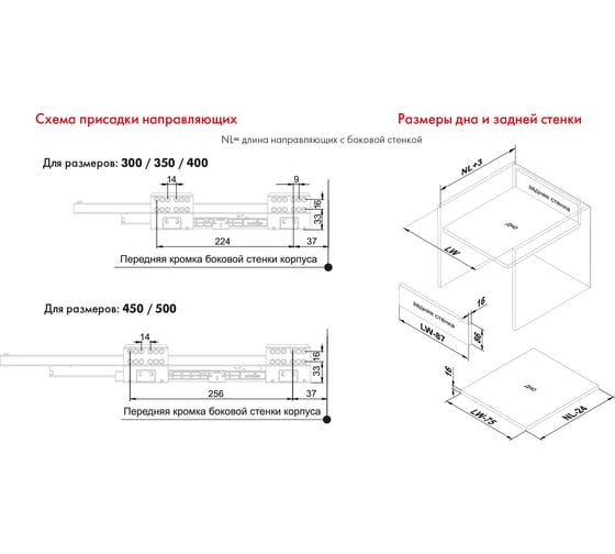 Направляющая BOYARD СТАРТ с прямыми боковинами стандартной высоты SB18GRPH.1/450, графит 100060