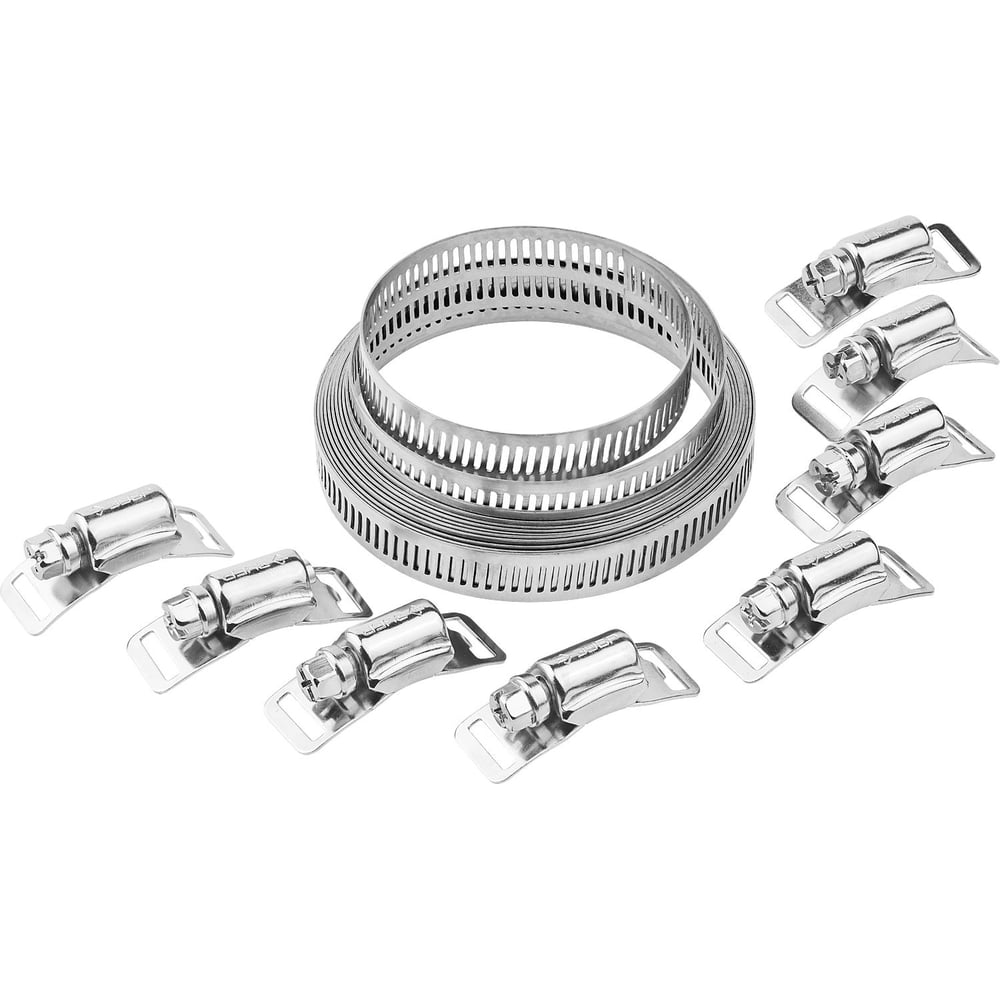 Набор Зубр ЭКСПЕРТ хомут универсальный, нержавеющий, 3мх12,7мм, 8 ...