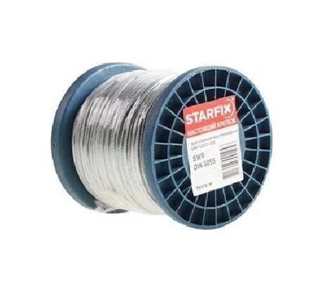 Стальной трос STARFIX оцинкованный, М2, DIN 3055, бухта 200 м SMP-53672-200