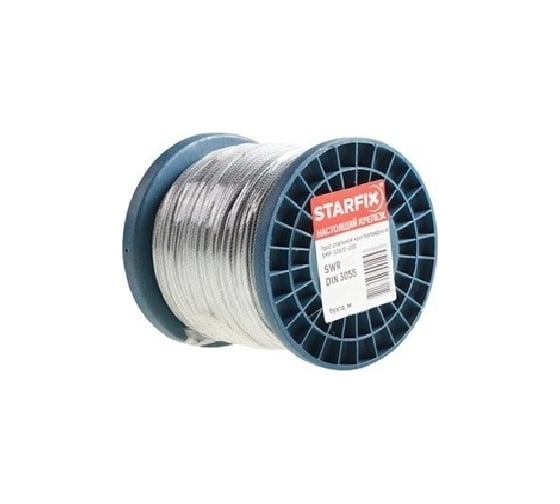 Стальной трос STARFIX ПВХ, М8(6), DIN 3055, бухта 200 м SMP-53748-200