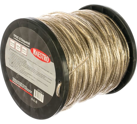 Стальной трос с ПВХ-покрытием MAESTRO D 4 мм, L 100 м, прозрачный 69556-1
