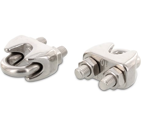 Зажим METIZ-A2 ART.9074 2мм, А4, нержавеющий для троса с двумя гайками, 4 шт. 907442 4