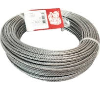 Стальной трос Стройбат DIN 3055, 3 мм, белый цинк, 50 м 254560