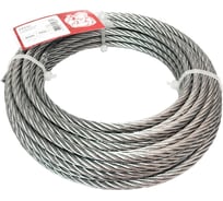 Стальной трос Стройбат DIN 3055, 6 мм, белый цинк, 60 м 324190