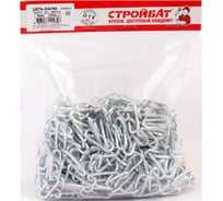 Цепь Стройбат DIN 763, длинное звено, 3 мм, белый цинк, 10 м 324080