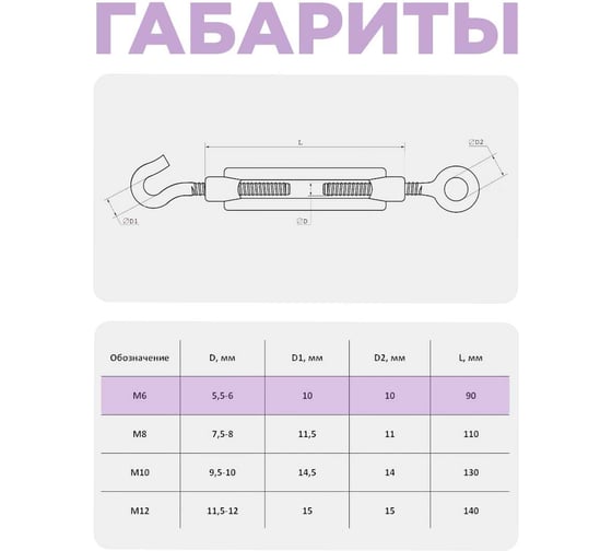 Талреп крюк-кольцо STEELREX DIN 1480, цинк, М 6, упаковка 1 шт. 0503006000W100000110