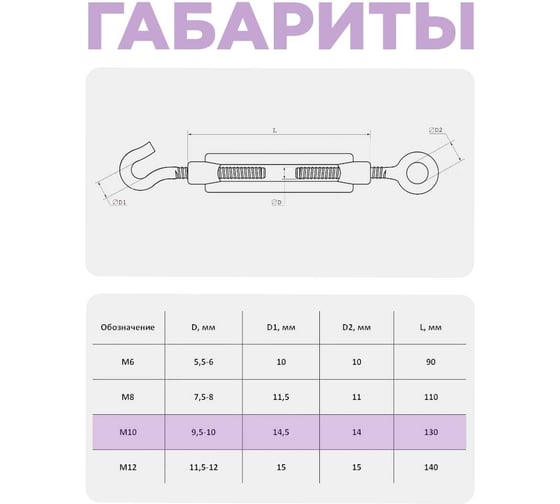 Талреп крюк-кольцо STEELREX DIN 1480, цинк, М10, упаковка 1 шт. 0503010000W100000110