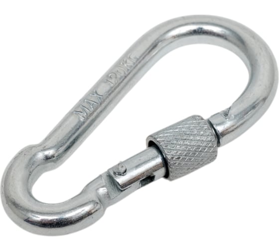 Карабин с фиксатором STEELREX DIN 5299D, цинк, 6 мм, упаковка 1 шт. 0526006000W100000110