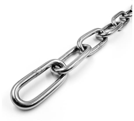 Цепь нержавеющая KREPFIELD 5х35 мм DIN 763 А2 сварная длиннозвенная 25 метров 763А2ЦЕПЬ5ММ-25