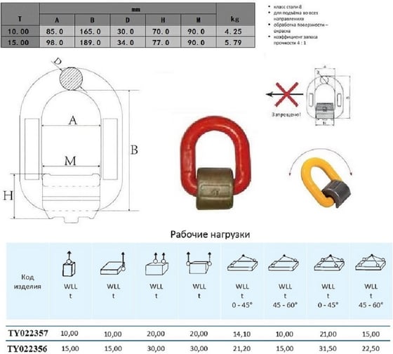Петля приварная РОМЕК Т8 10,0 тн (TY022357) 4680091066190
